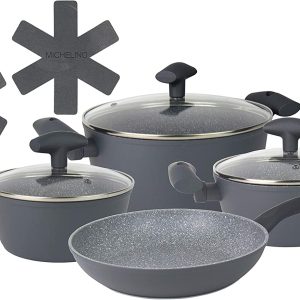 MICHELINO NORA Batterie de cuisine 7 pièces gris induction