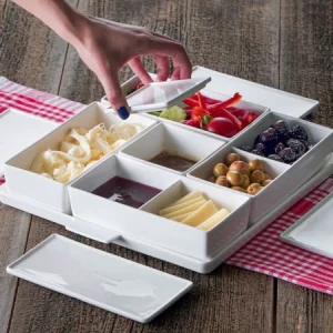 ACAR BİANCO PERLA Set de petit-déjeuner puzzle en porcelaine 5 pièces