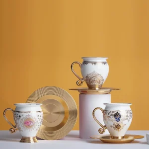 ACAR BRIELLA Set de 6 tasses à café en porcelaine et métal