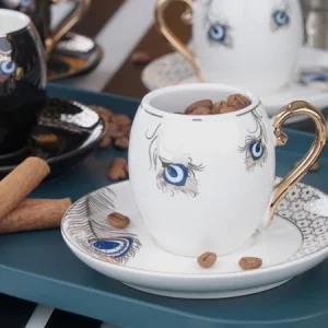 ACAR GOOD LUCK Set de 6 tasses à café en porcelaine