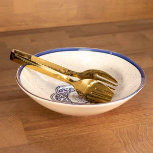 ACAR SAFIR Saladier avec pince à salade dorée en acier inoxydable 24 cm