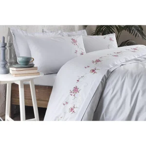 ÖZDILEK BOUTIQUE IVY Parure de lit brodé renforcé 2 personnes