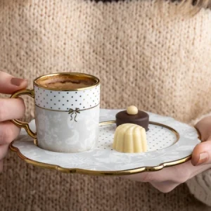 ACAR ELINOR Set de 6 tasses à café en porcelaine - 90 ml