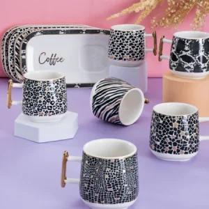 ACAR FOREST Set de 6 tasses à café en porcelaine - 90 ml