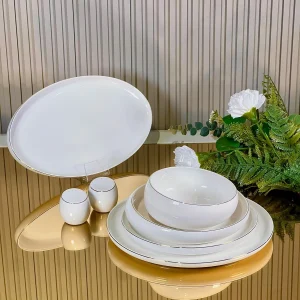 ZELLERFELD MOON Blanc avec liseré doré Service de table 27 pièces 6 personnes