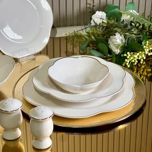 ZELLERFELD ROSA Blanc avec liseré doré Service de table 27 pièces 6 personnes