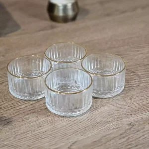 TREND HOME ROYAL GLASS Lot de 4 coupelles apéritif en verre gold