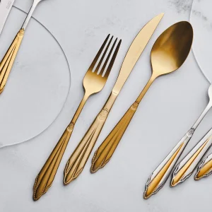 KARACA MANTILLA MAT GOLD Ménagère 84 pièces 12 personnes