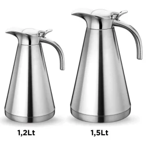 Set de 2 pichets isothermes en inox avec couvercle à charnière