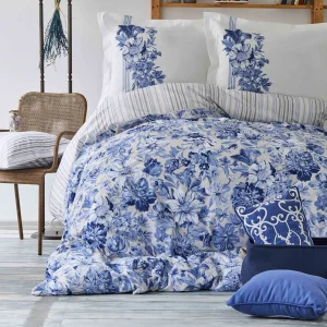 KARACA HOME MELANIE Parure de lit 100% coton 2 personnes bleu