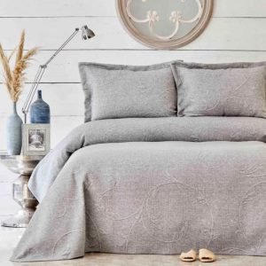 KARACA HOME MIRELA Double face Gris set couvre lit 2 personnes