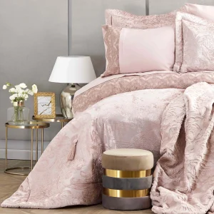 KARACA HOME VALERIA BEST Ensemble de linge de lit complet avec couvre-lit 8 pièces rosegold