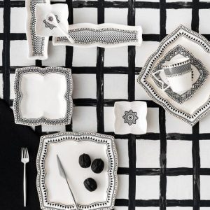 KARACA GLOBE Service de table petit-déjeuner carré 32 pièces 6 personnes