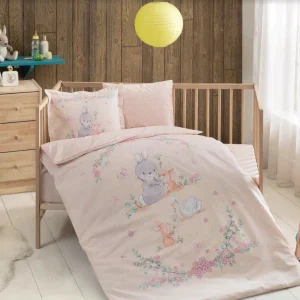 TAÇ HAPPYBUNNY ensemble de linge de lit organique saumon pour bébé