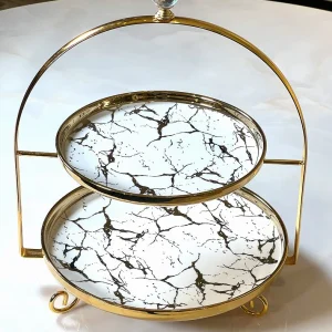 TREND HOME Présentoir à gâteau 2 étages