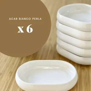 ACAR BIANCO PERLA MOON Lot de 6 petites assiettes ovales 13,2 x 9,5 x 2,8 cm