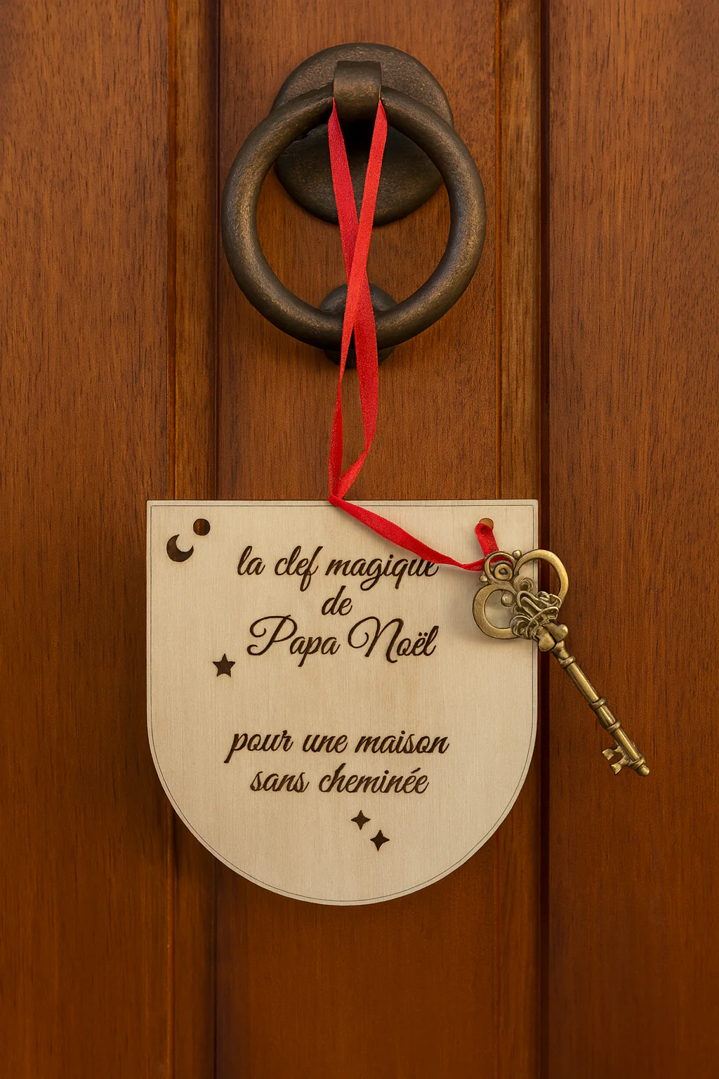 ✨ La clé magique du Père Noël – Décoration en bois personnalisée