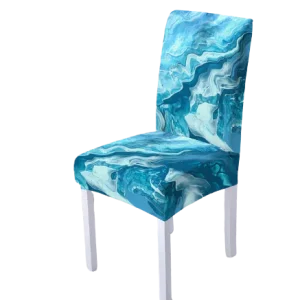 Housse de chaise  Marbrée Bleue