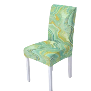 Housse de chaise  Marbrée Vert Jaune