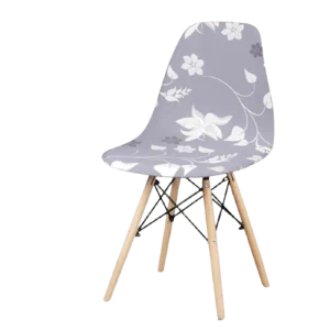 Housse chaise Scandinave  Fleurie (Gris)