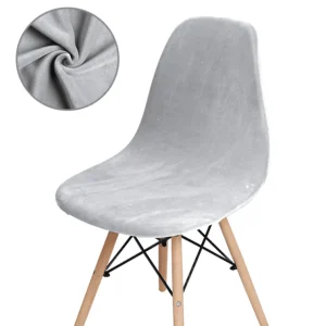 Housse chaise Scandinave Velours Gris Clair