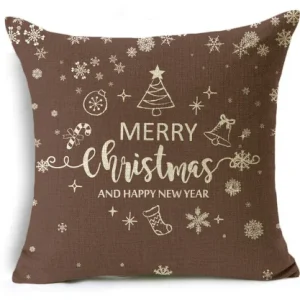 Housse de coussin 40x40  Lin Merry Christmas