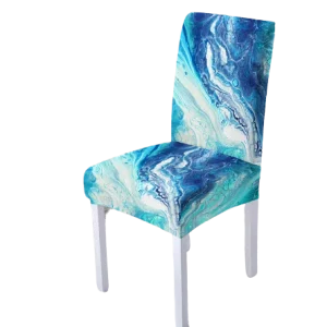 Housse de chaise  Marbrée Colorée Blanche