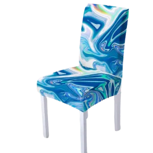 Housse de chaise  Marbrée Colorée Bleue