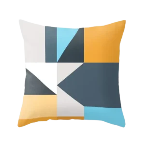 Housse de coussin Géométrique  Jaune et Bleu