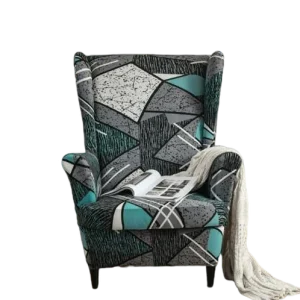 Housse fauteuil  Extensible Géométrique Bleue