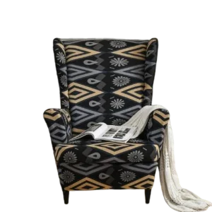 Housse fauteuil Extensible  Géométrique Gris et Beige