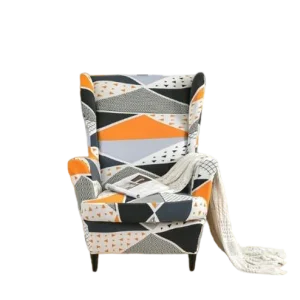 Housse fauteuil  Extensible Géométrique Orange