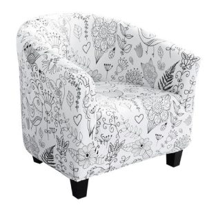 Housse fauteuil Cabriolet  Fleurie Blanche