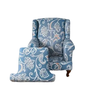 Housse fauteuil Crapaud  Fleurie Bleue