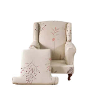 Housse fauteuil Crapaud  Fleurie Crème