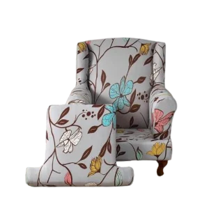 Housse fauteuil Crapaud  Fleurie Grise