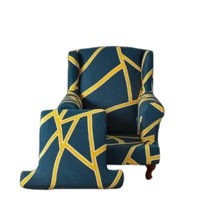 Housse fauteuil Crapaud  Géométrique Bleu Jaune