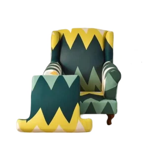 Housse fauteuil Crapaud  Géométrique Vert Jaune