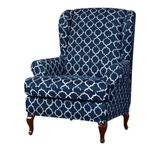 Housse fauteuil Crapaud  Imprimée Bleu Marine