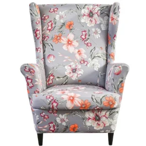 Housse fauteuil  Extensible Fleurie Orange