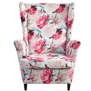 Housse fauteuil  Extensible Fleurie Rose