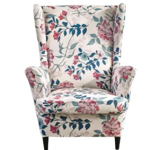 Housse fauteuil  Extensible Fleurie Rose et Bleu
