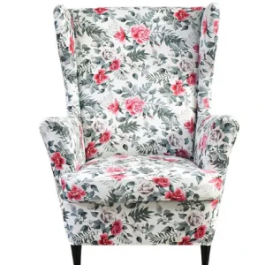 Housse fauteuil  Extensible Fleurie Rouge