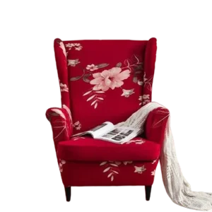 Housse fauteuil  Extensible Fleurie Rouge et Rose