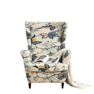 Housse fauteuil  Extensible Florale Bleu et Orange