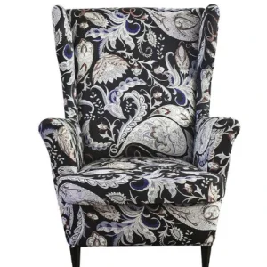 Housse fauteuil  Extensible Florale Noir et Blanc