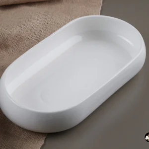 ACAR Assiette de présentation ovale en porcelaine