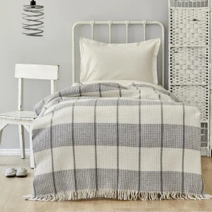 KARACA HOME  CARMEN  Couverture  grise en tissu coton gaufré 2 personnes
