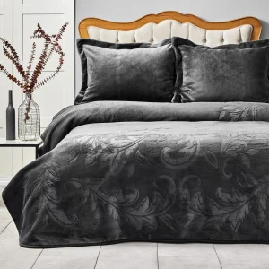 KARACA HOME  MADELIN  Set de couvre lit anthracite  2 personnes