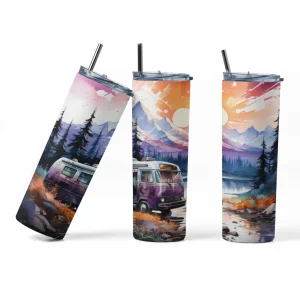 Bouteille isotherme - Camping couché de soleil